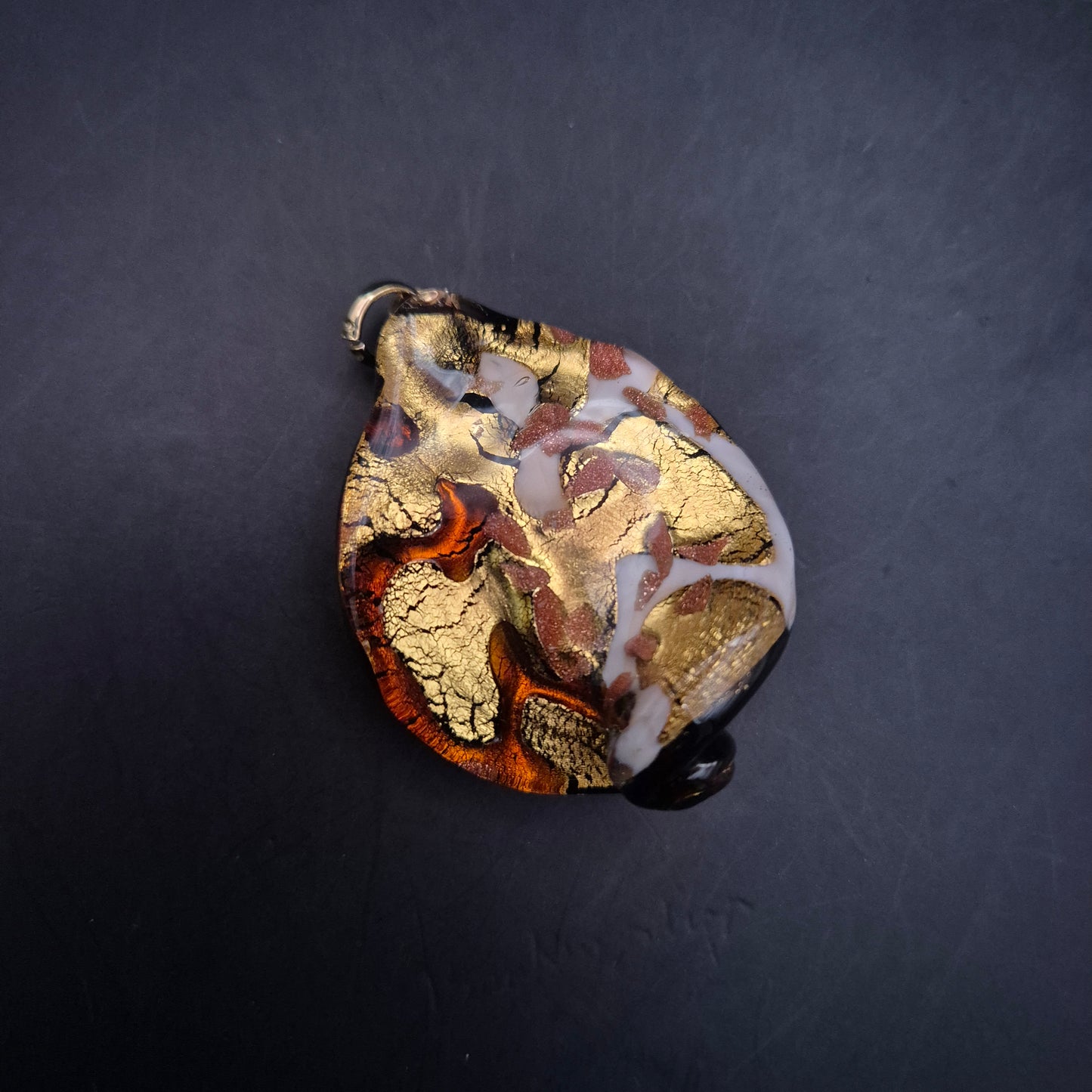 Elegante Murano-Stil Glasanhänger – Goldfolie und Schwarz