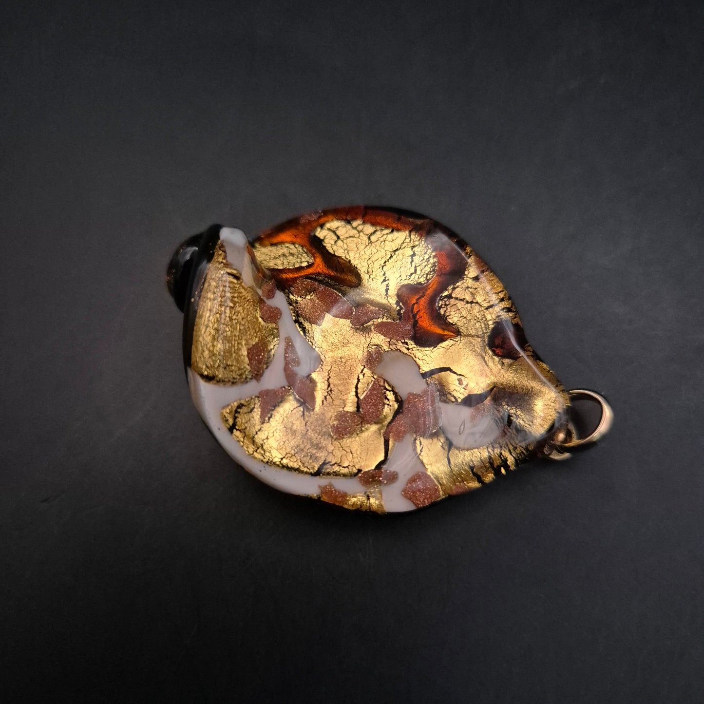 Elegante Murano-Stil Glasanhänger – Goldfolie und Schwarz