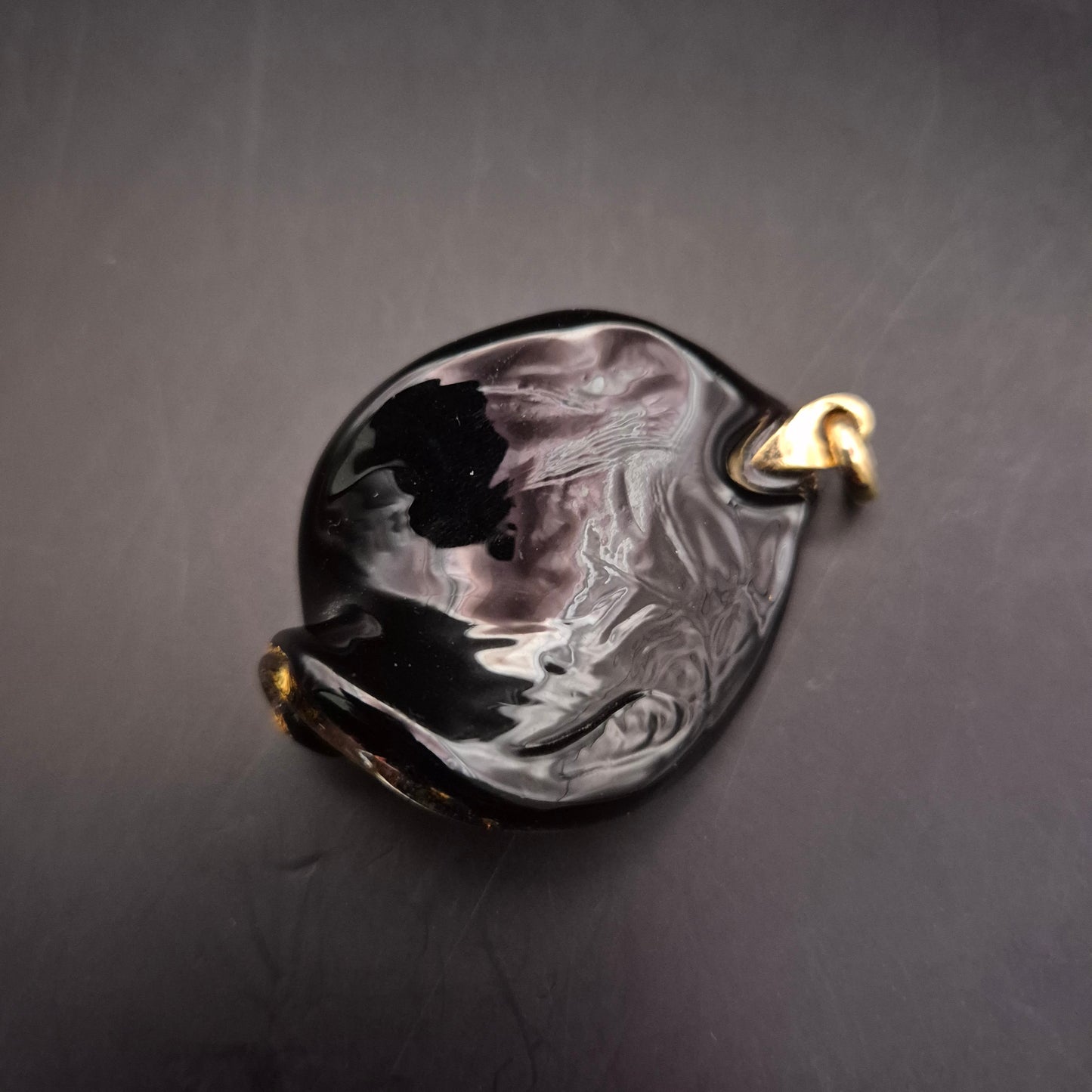 Elegante Murano-Stil Glasanhänger – Goldfolie und Schwarz