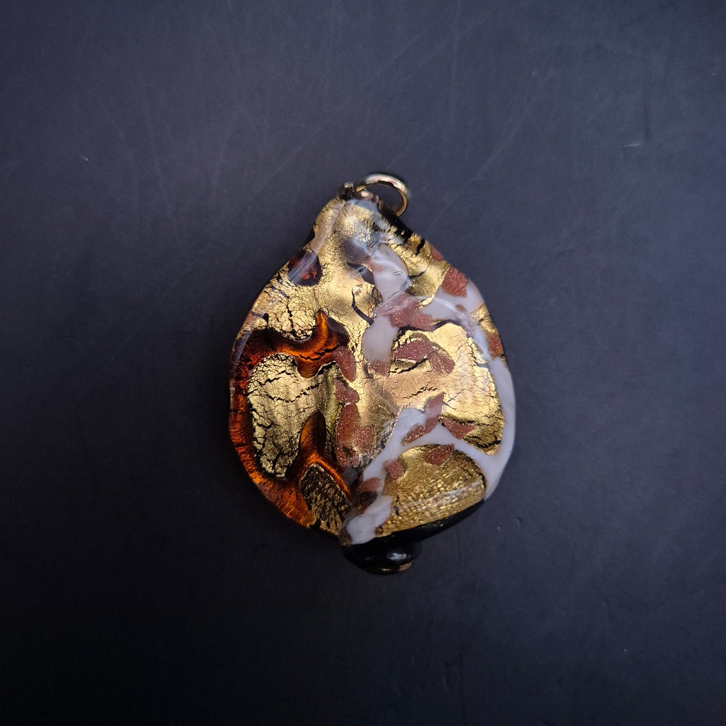 Elegante Murano-Stil Glasanhänger – Goldfolie und Schwarz