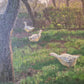 Gemälde Landschaft Antik Gänse Bauernhof Peter Greeff (1865-1939) 38x48cm