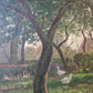 Gemälde Landschaft Antik Gänse Bauernhof Peter Greeff (1865-1939) 38x48cm