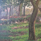 Gemälde Landschaft Antik Gänse Bauernhof Peter Greeff (1865-1939) 38x48cm