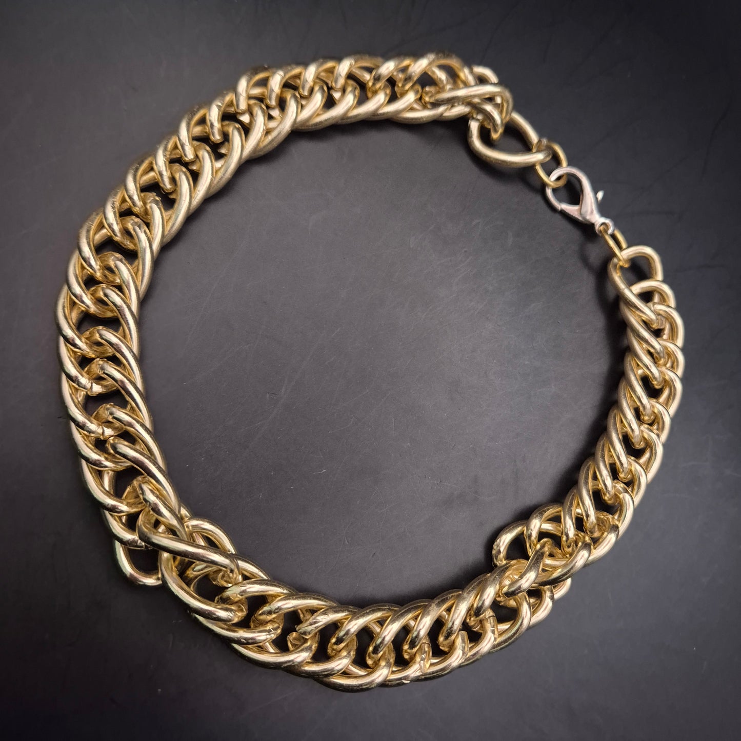 Markante Gliederkette (Collier) – Breites, glänzendes Gold