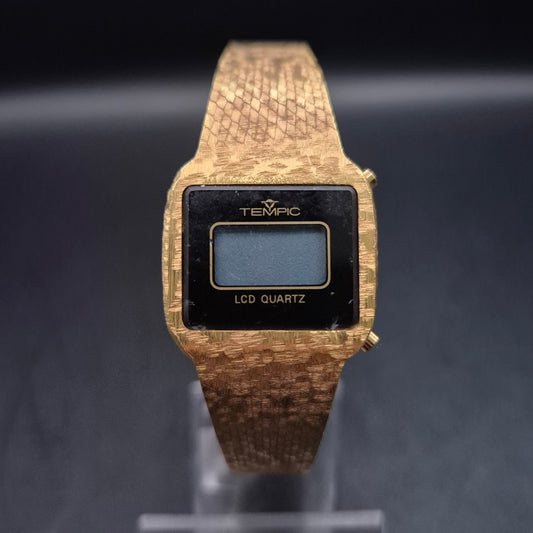 Dekorative Tempic LCD Quarz Damen Uhr – Goldfarben Vintage