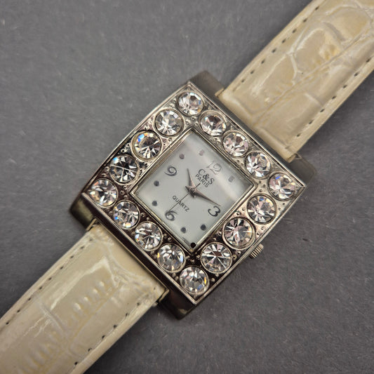 Elegante Damen Uhr von C&S Paris mit Kristallbesatz