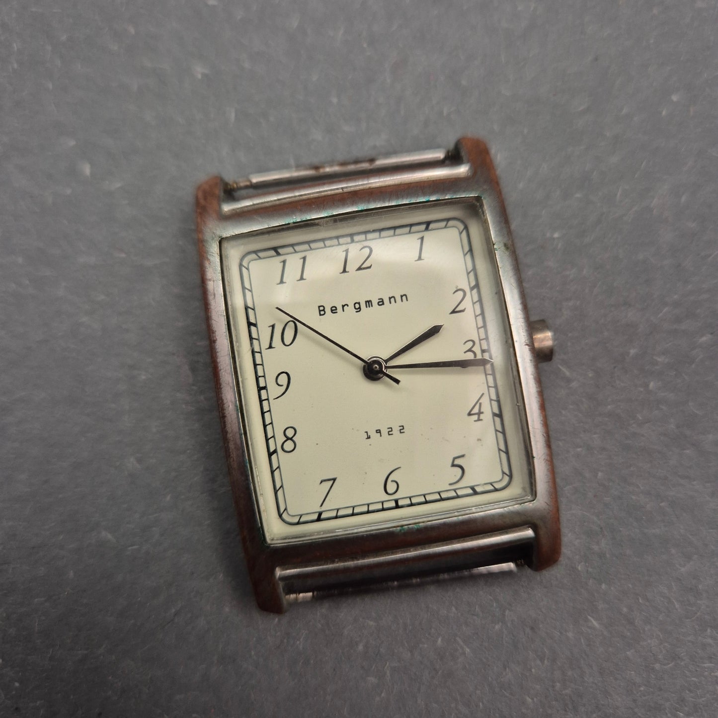 Vintage Herren Uhr von Bergmann – Rechteckiges Edelstahlgehäuse