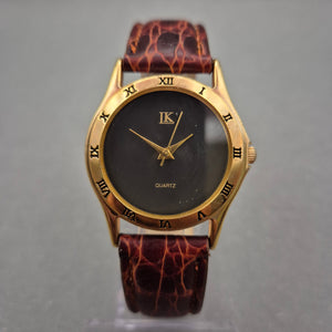 Klassische IK Herren Uhr – Goldoptik mit römischen Ziffern
