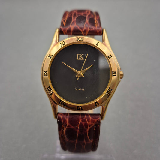 Klassische IK Herren Uhr – Goldoptik mit römischen Ziffern