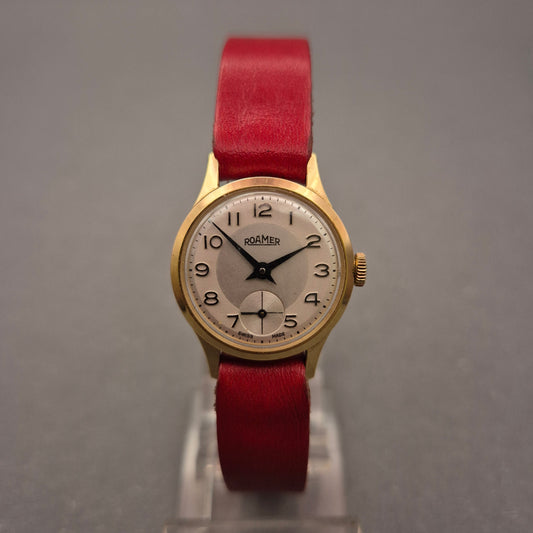 Klassische Roamer Damen Uhr – Schweizer Qualität mit rotem Lederband