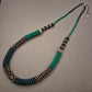 Perlen Halskette in Blau-Grün-Schwarz – Handgearbeitet im Ethno-Stil
