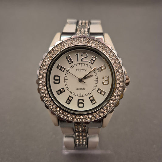 Glamouröse PRETTY Damen Uhr – Kristall-Besatz & Weiß