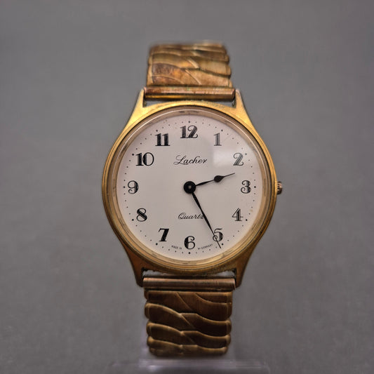 Vintage Lacher Damen Uhr – Goldfarbenes Zugarmband & W-Germany