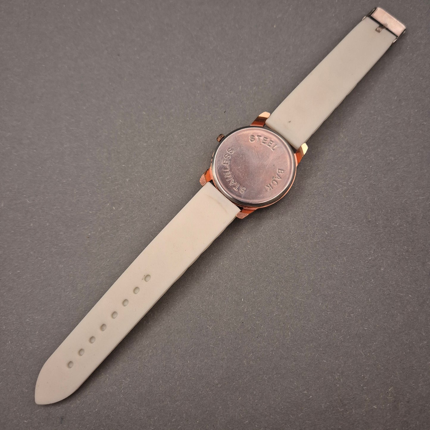 ROMAND Damen Uhr – Roségold, Strass & Weißes Silikonarmband
