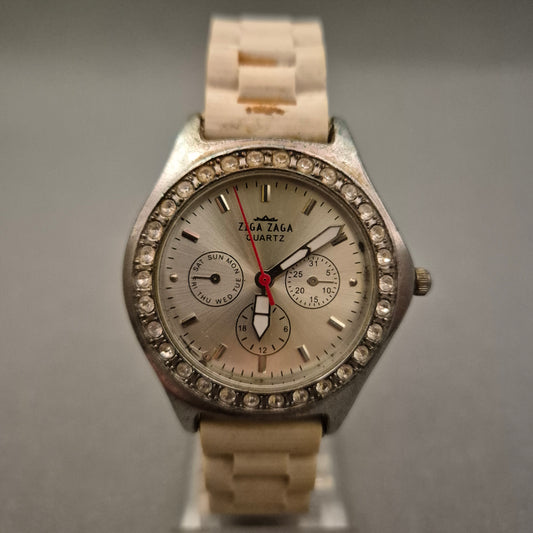 Modische Ziga Zaga Damen Uhr – Strasslünette & Sportliches Design