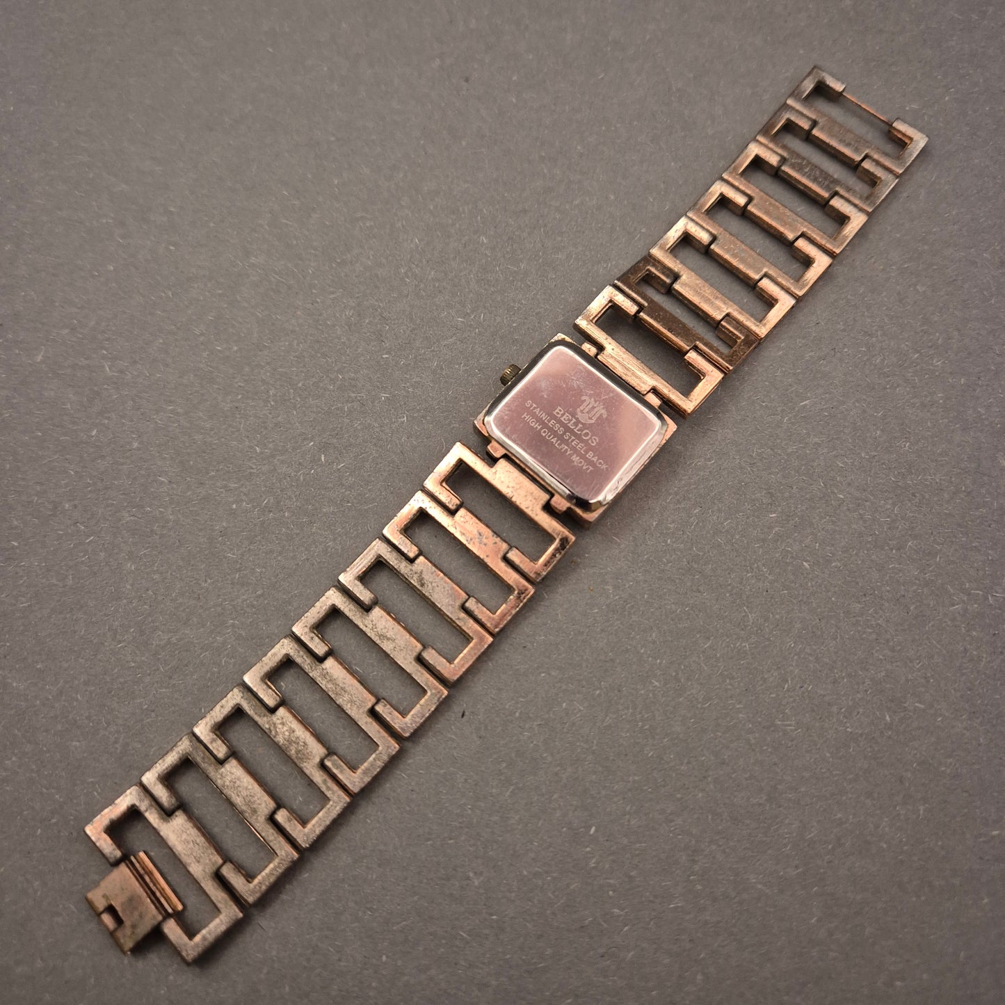 Glamouröse Bellos Damen Uhr – Roségold-Look & Eckiger Strass-Besatz