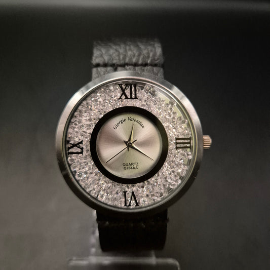 Elegante Damen Uhr von Giorgie Valentin – Funkelndes Design mit Lederarmband