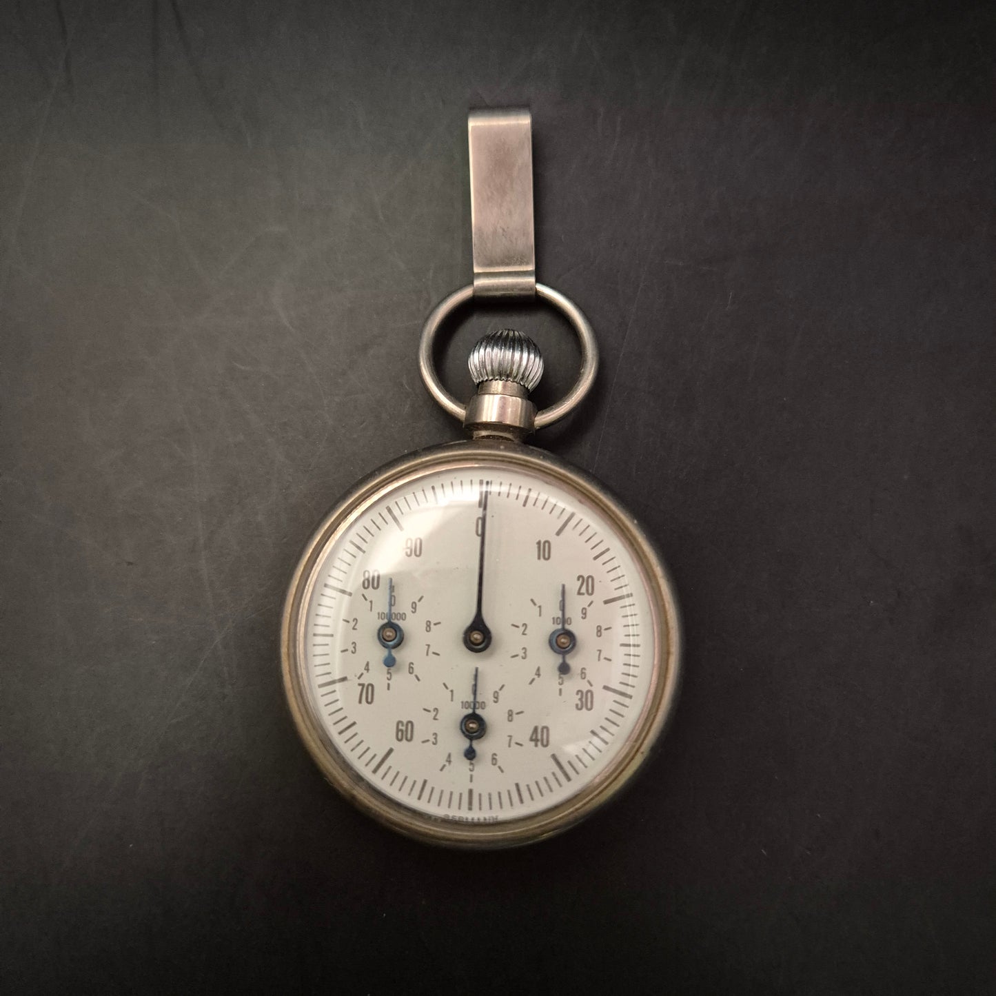 Vintage Taschen-Barometer/Höhenmesser – Silberfarbenes Messinstrument