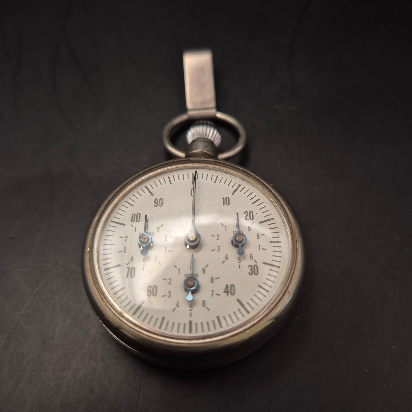 Vintage Taschen-Barometer/Höhenmesser – Silberfarbenes Messinstrument