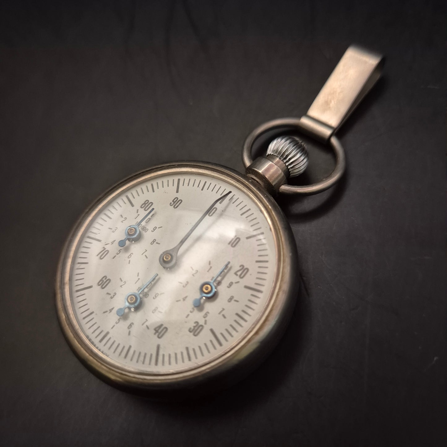 Vintage Taschen-Barometer/Höhenmesser – Silberfarbenes Messinstrument