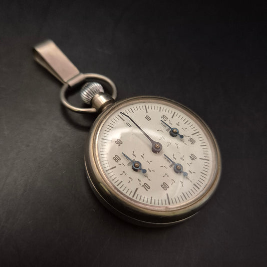 Vintage Taschen-Barometer/Höhenmesser – Silberfarbenes Messinstrument