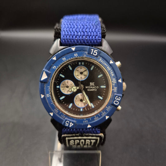 J.K. Monaco Sportuhr – Blaues Design mit Faux-Chronograph & Tachymeter