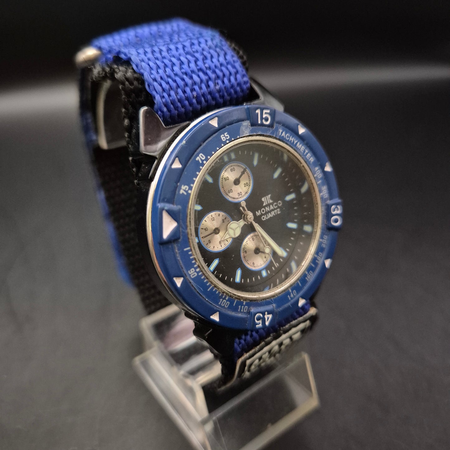 J.K. Monaco Sportuhr – Blaues Design mit Faux-Chronograph & Tachymeter