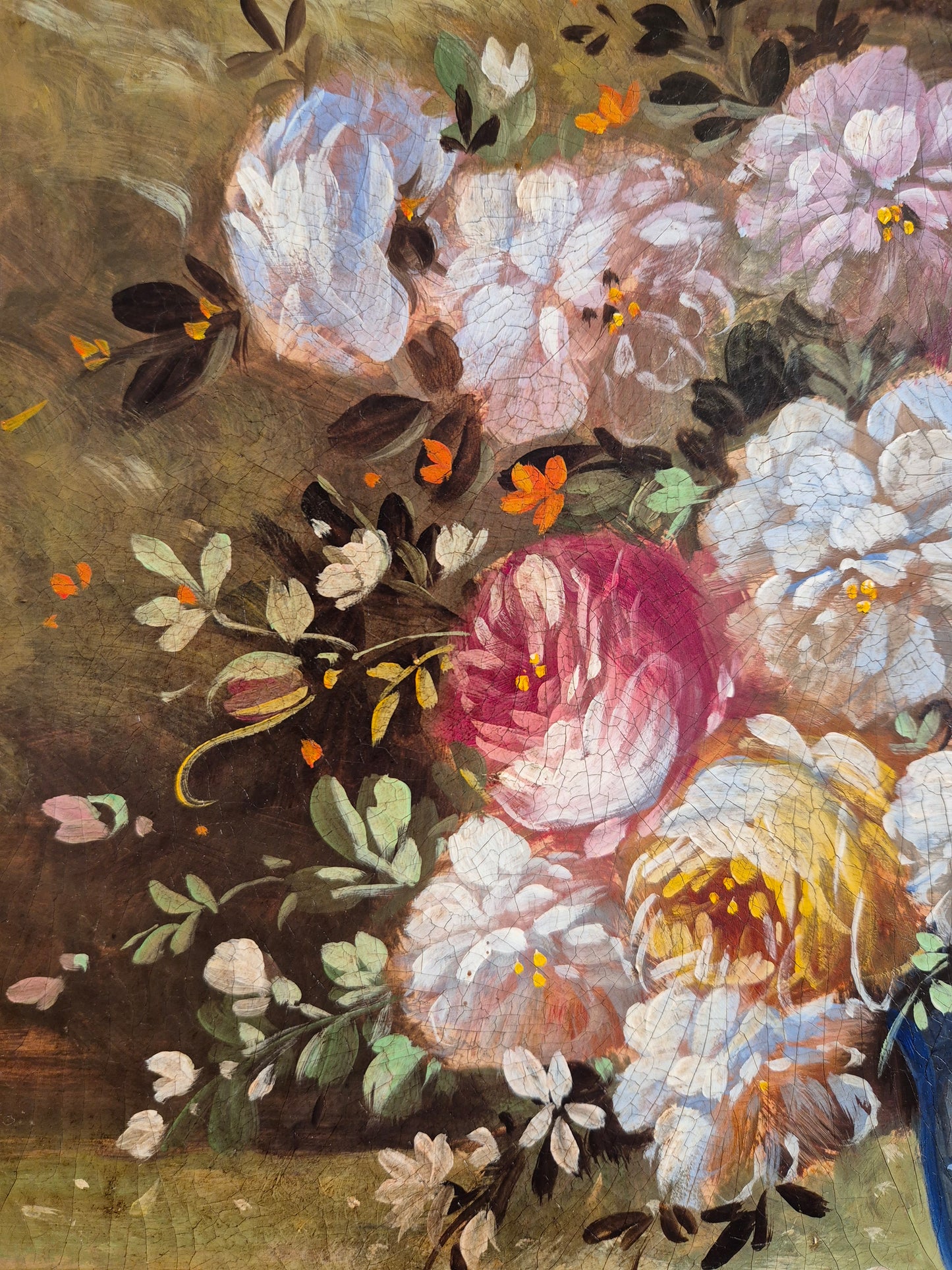 Ölgemälde Stillleben Blumen Handsigniert Italienische Schule (XX) 47x47cm