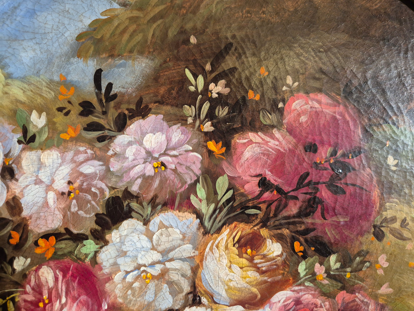 Ölgemälde Stillleben Blumen Handsigniert Italienische Schule (XX) 47x47cm