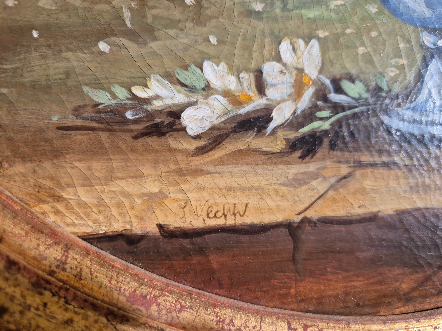 Ölgemälde Stillleben Blumen Handsigniert Italienische Schule (XX) 47x47cm