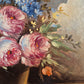 Ölgemälde Stillleben Pfingstrosenstrauß Handsigniert Italienische Schule (XX) 47x47