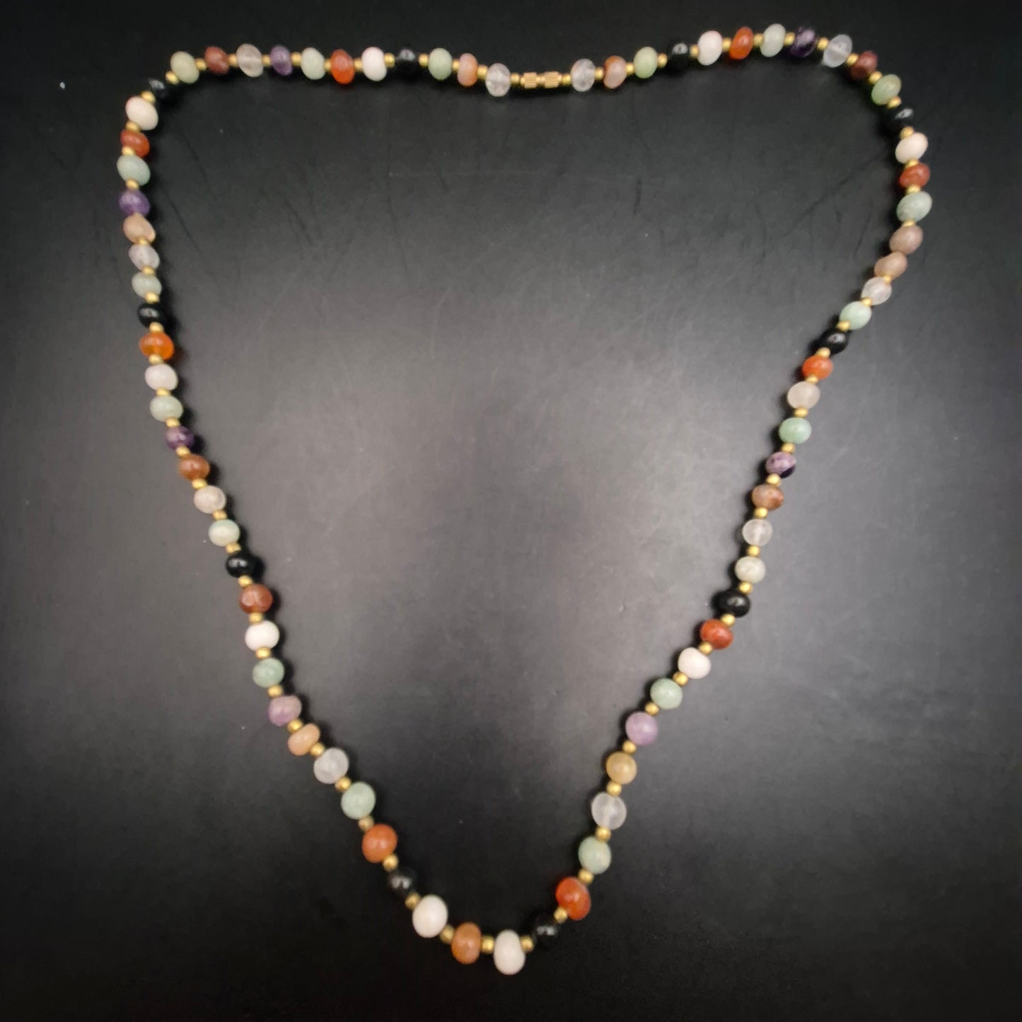 Bunte Damen Halskette – Edelsteinoptik mit Kugelperlen