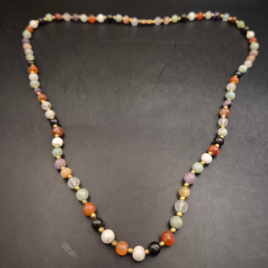 Bunte Damen Halskette – Edelsteinoptik mit Kugelperlen