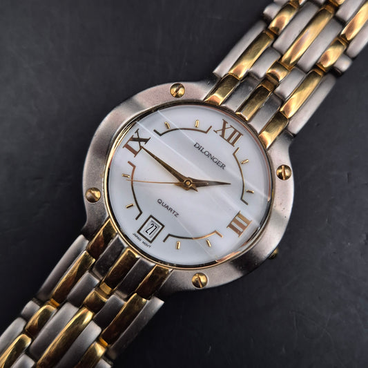Dilonger Herren Uhr – Zweifarbige Armbanduhr mit Datumsanzeige
