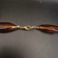 Moderne Kette mit großen Glas- und Acrylperlen in Braun-Gold-Optik