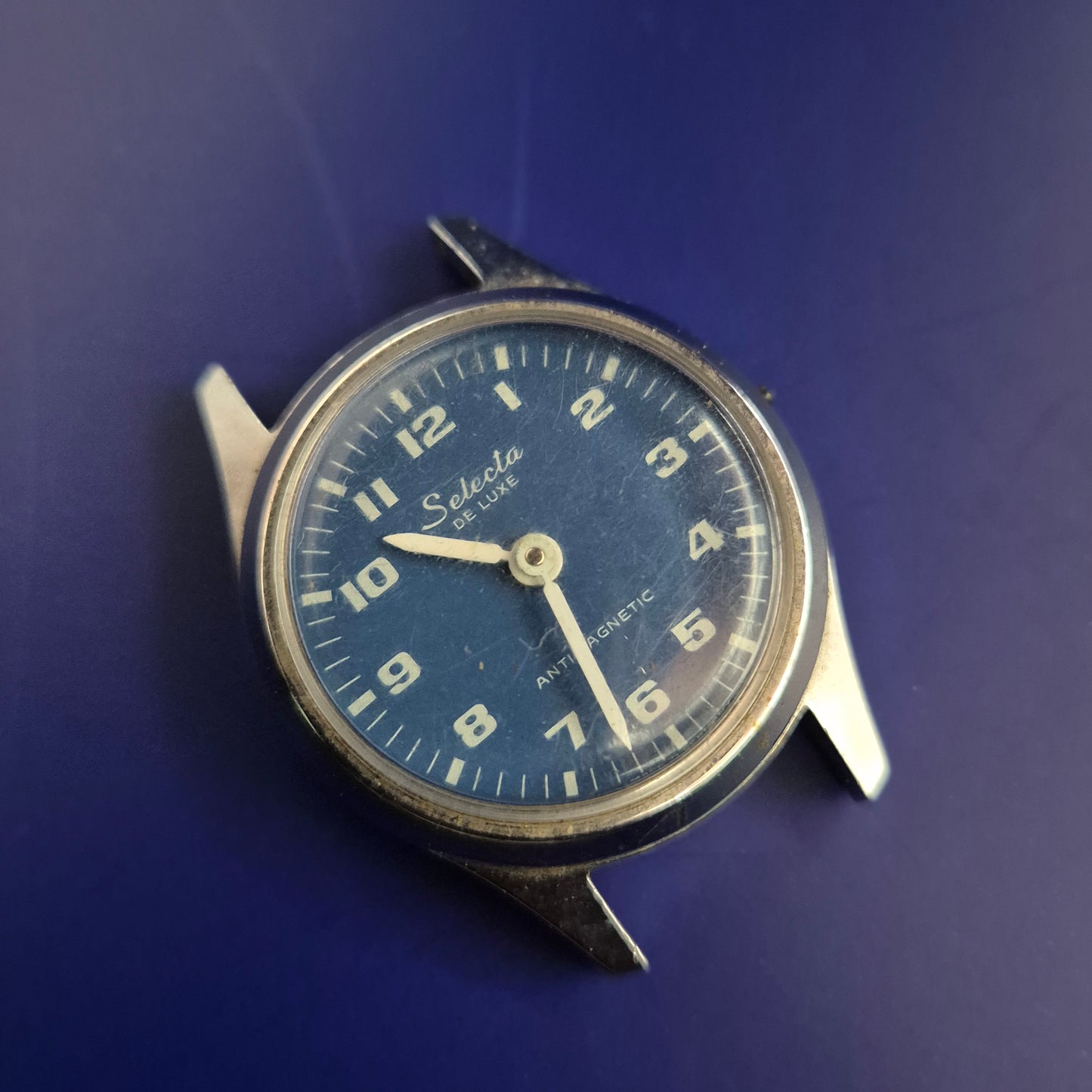 Vintage Selecta DE LUXE Herren Uhr – Blaues Zifferblatt (Defekt)