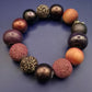 Elastisches Perlen-Armband – Lava, Holz & glänzende Kugeln