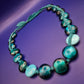 Statement-Kette – Türkise Acrylperlen mit Textilband