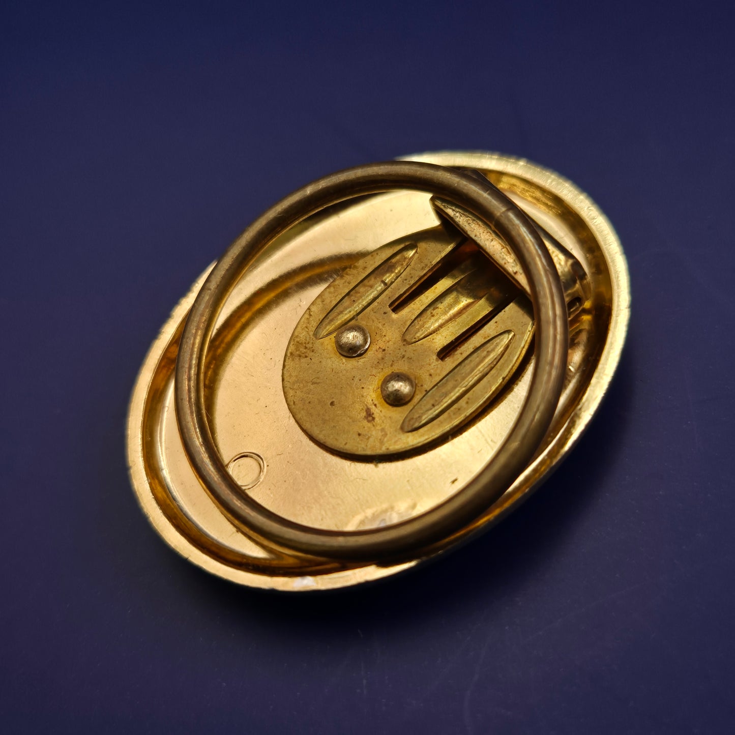 Vintage Brosche – Jugendstil-Fächer in Gold & Perlmutt