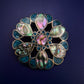 Vintage-Brosche mit Abalone & Türkisoptik – Florales Design