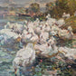 Fritz Klaiberg (1921-1998) Ölgemälde Entengruppe am See 74x84cm