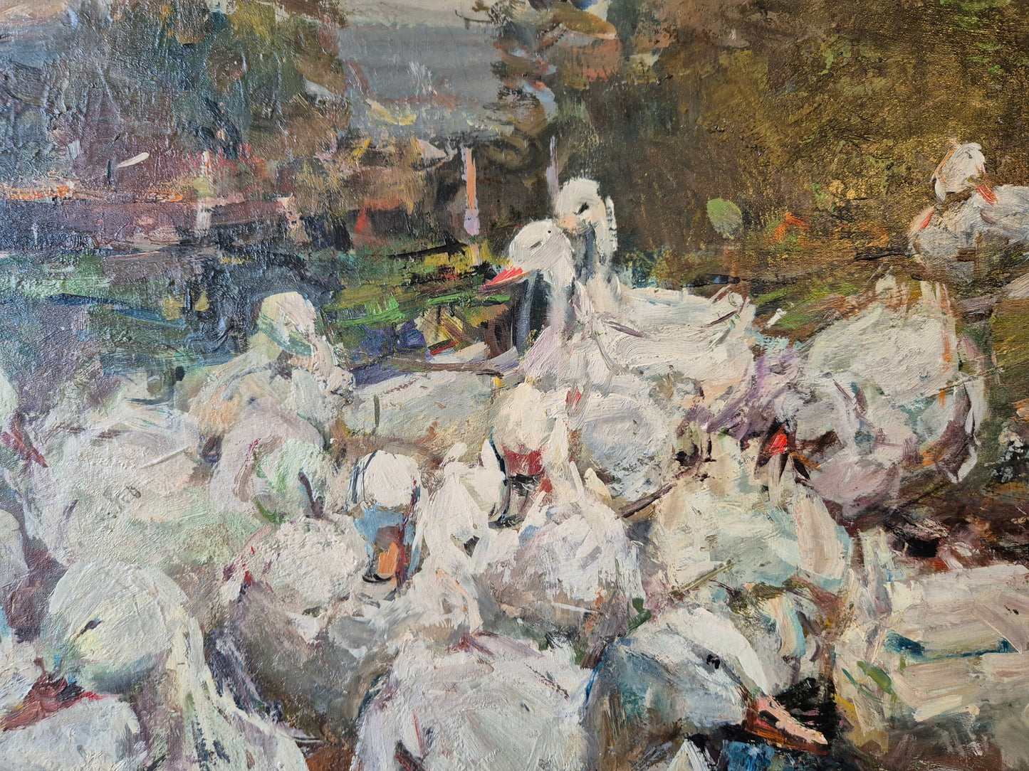 Fritz Klaiberg (1921-1998) Ölgemälde Entengruppe am See 74x84cm