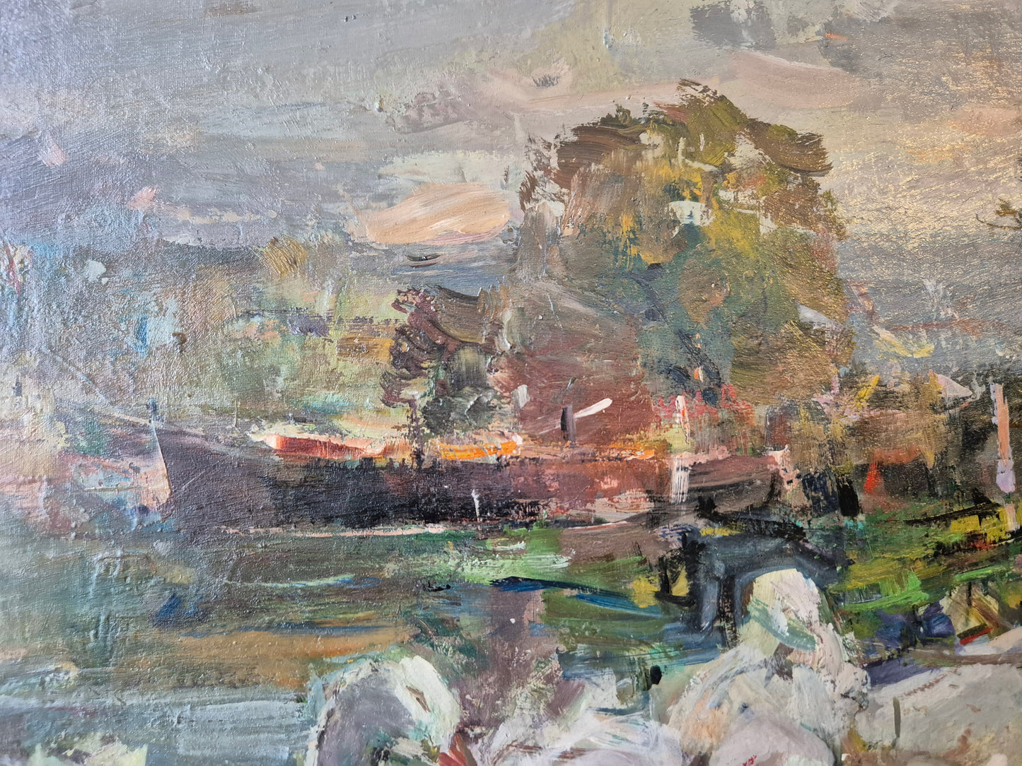 Fritz Klaiberg (1921-1998) Ölgemälde Entengruppe am See 74x84cm