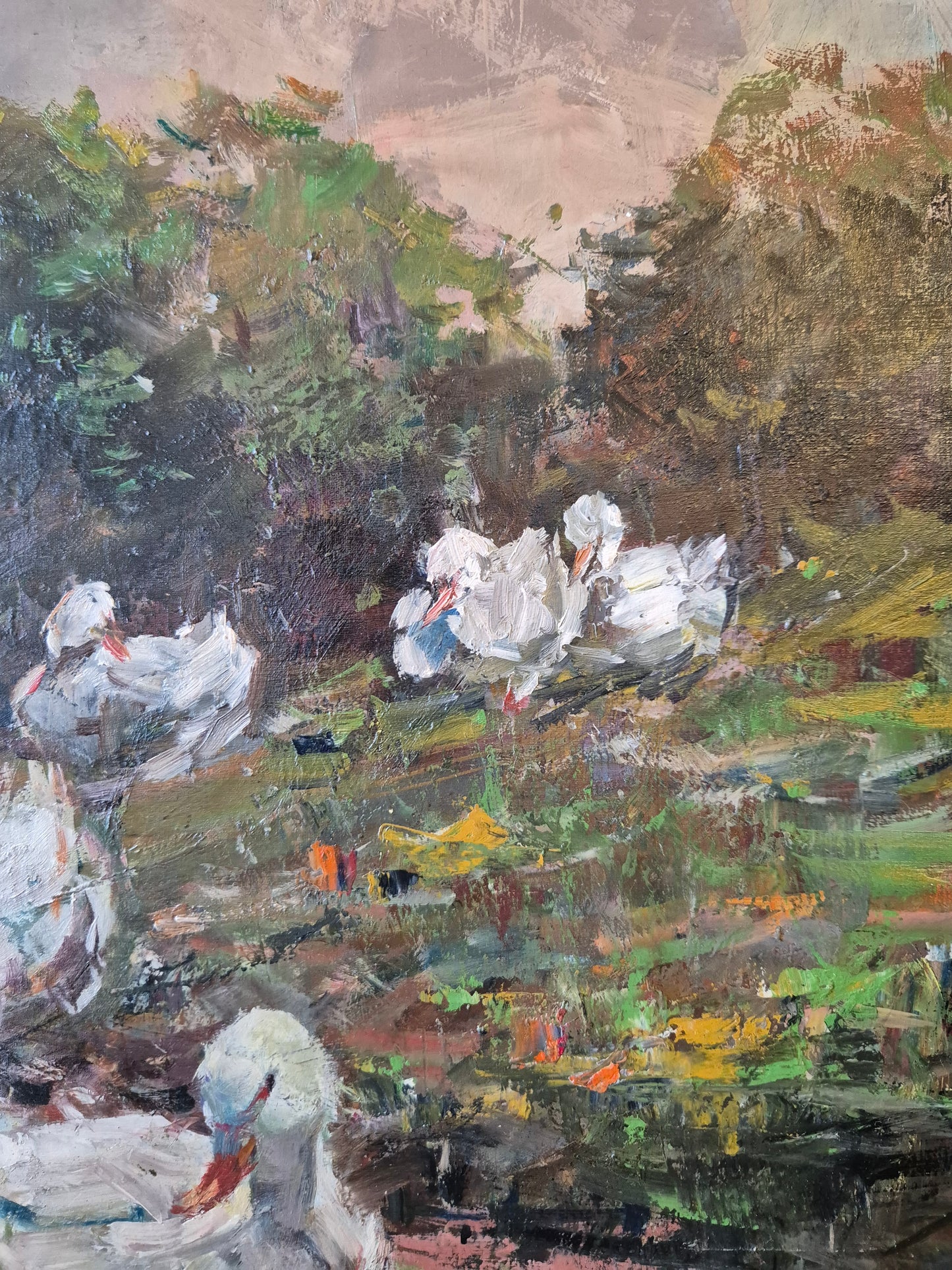 Fritz Klaiberg (1921-1998) Ölgemälde Entengruppe am See 74x84cm