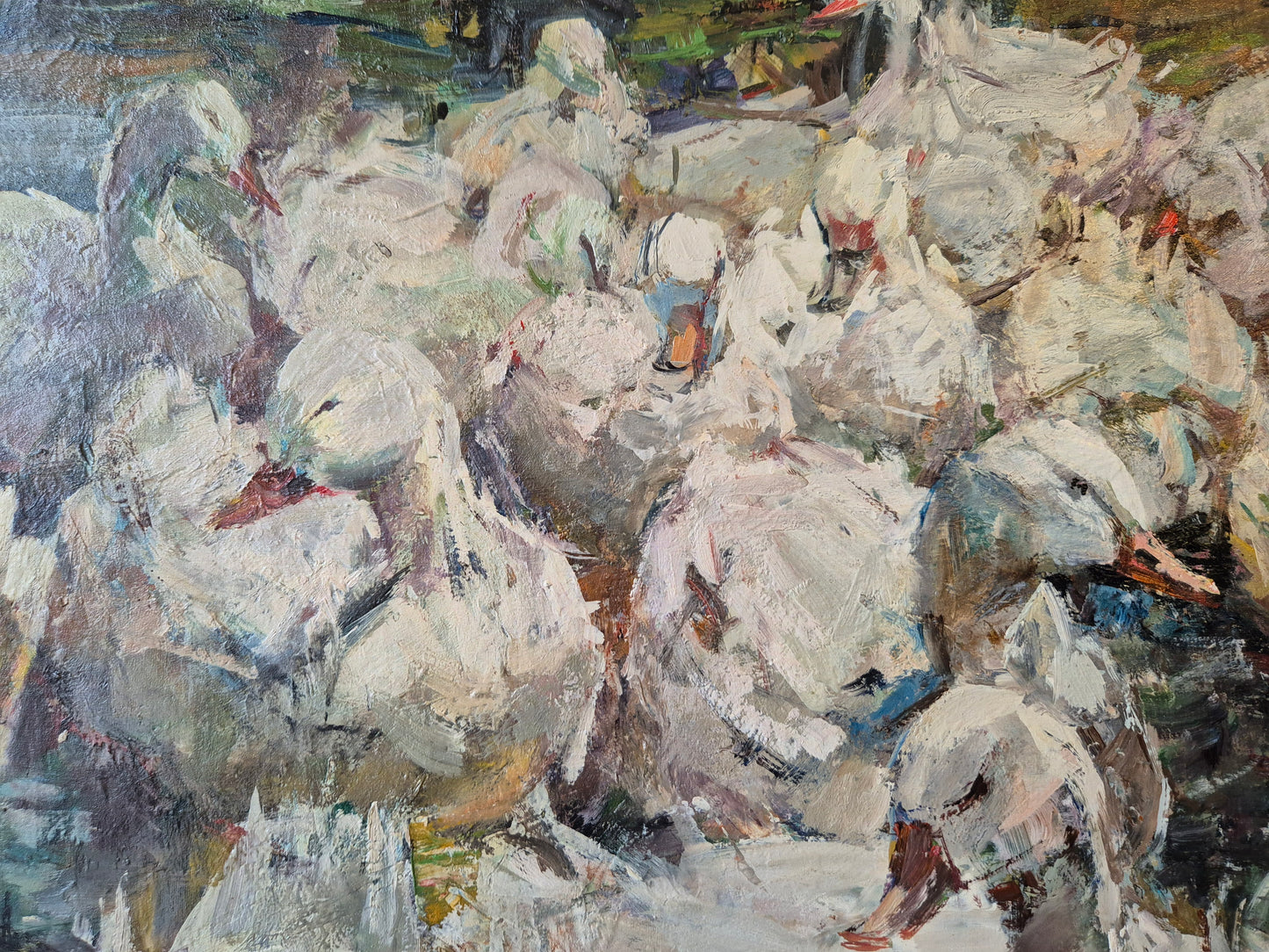 Fritz Klaiberg (1921-1998) Ölgemälde Entengruppe am See 74x84cm