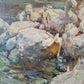 Fritz Klaiberg (1921-1998) Ölgemälde Entengruppe am See 74x84cm