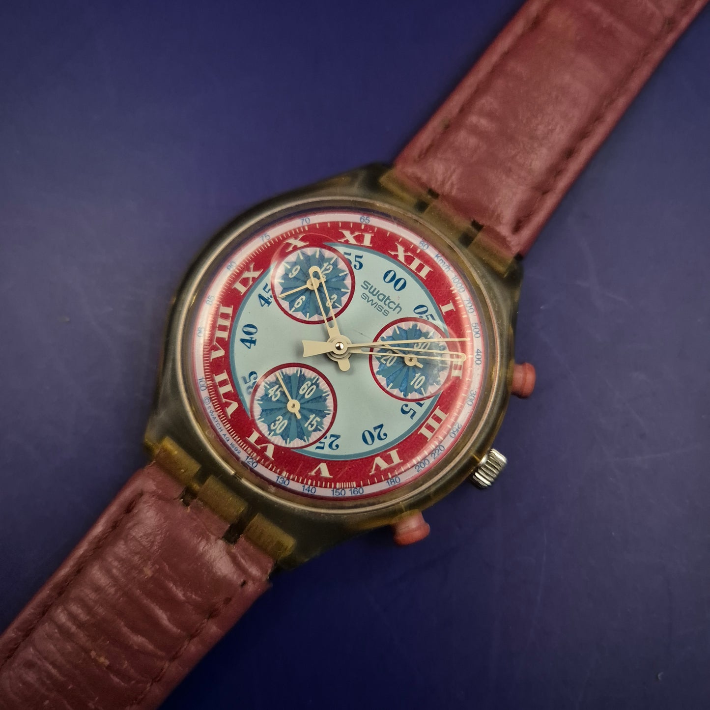 Vintage Swatch Chrono Herren Uhr – Klassiker von 1992 mit Lederarmband