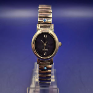 Elegante Yves Rocher Damen Uhr – Blaues Zifferblatt mit Schmucksteinen