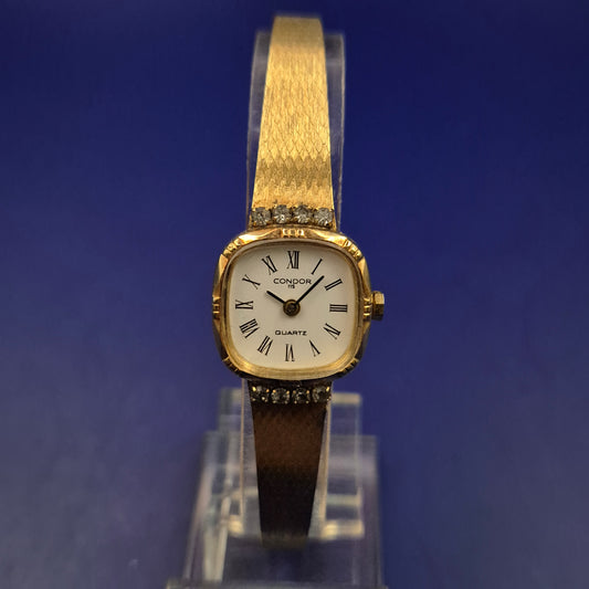 Elegante Condor Damen Uhr – Gold-Optik mit funkelndem Steinbesatz
