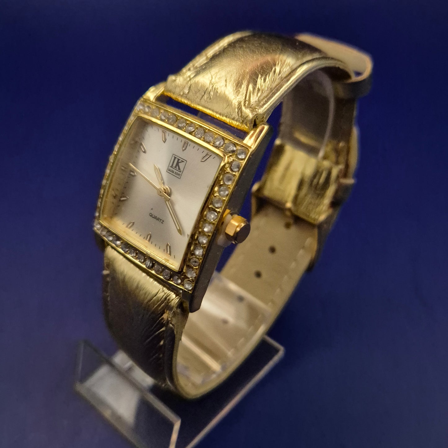 Glamouröse Laura Kent Damen Uhr – Gold-Optik mit funkelndem Kristallkranz